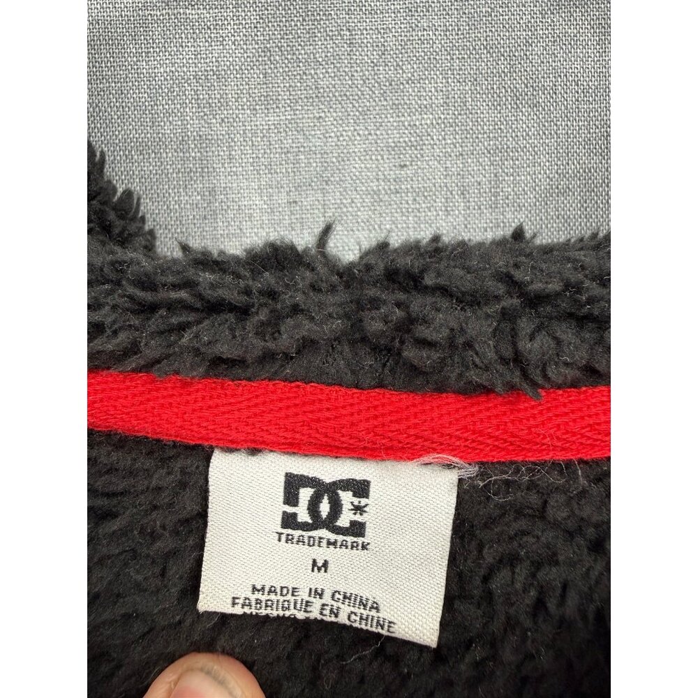 Vtg DC Shoes Floral AOP Mens M Hoodie Skateboard Logo Full Zip Faux Sherpa Lined - Picture 3 of 5